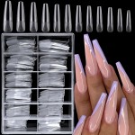 Tipsuri 240 bucati Soft Gel Tips Transparente din gel Cod TPS100AA Long Coffin